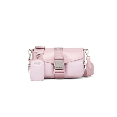 PRADA NYLON AND GLOSSED LEATHER SHOULDER BAG 1BD295 (23*12.5*5.5cm)  PRADA NYLON AND GLOSSED LEATHER SHOULDER BAG 1BD295 (23*12.5*5.5cm)